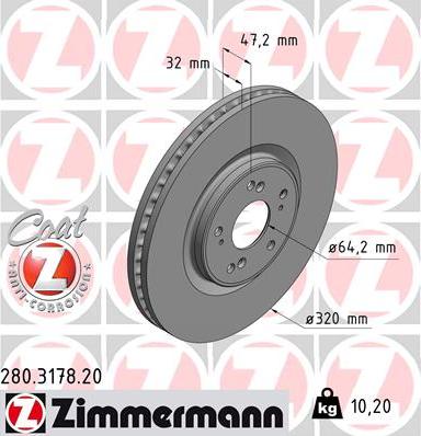 Zimmermann 280.3178.20 - Brake Disc autospares.lv