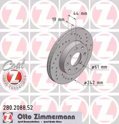 Zimmermann 280.2088.52 - Brake Disc autospares.lv