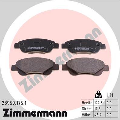 Zimmermann 23959.175.1 - Brake Pad Set, disc brake autospares.lv