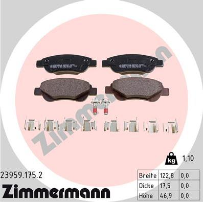 Zimmermann 23959.175.2 - Brake Pad Set, disc brake autospares.lv