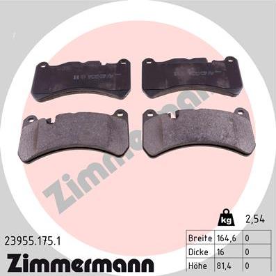 Zimmermann 23955.175.1 - Brake Pad Set, disc brake autospares.lv