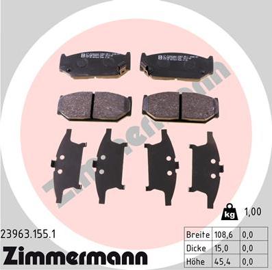 Zimmermann 23963.155.1 - Brake Pad Set, disc brake autospares.lv
