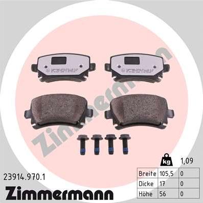 Zimmermann 23914.970.1 - Brake Pad Set, disc brake autospares.lv