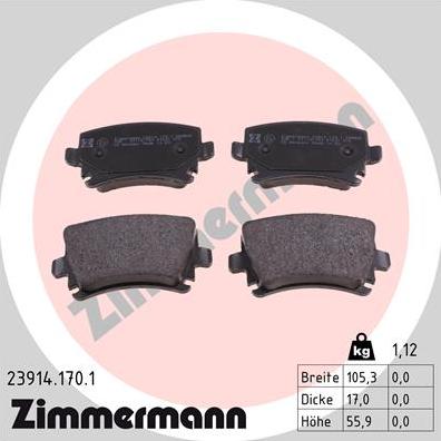 Zimmermann 23914.170.1 - Brake Pad Set, disc brake autospares.lv