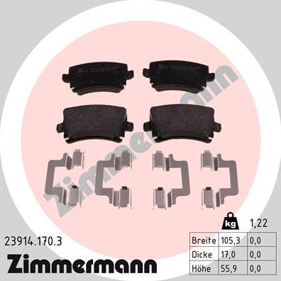 Zimmermann 23914.170.3 - Brake Pad Set, disc brake autospares.lv