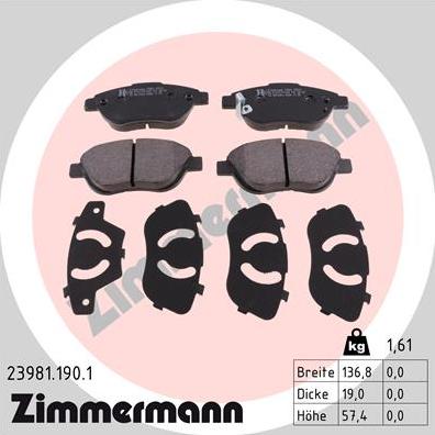 Zimmermann 23981.190.1 - Brake Pad Set, disc brake autospares.lv