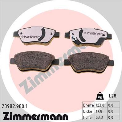 Zimmermann 23982.980.1 - Brake Pad Set, disc brake autospares.lv