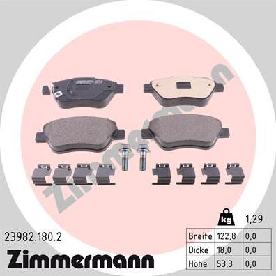 Zimmermann 23982.180.2 - Brake Pad Set, disc brake autospares.lv