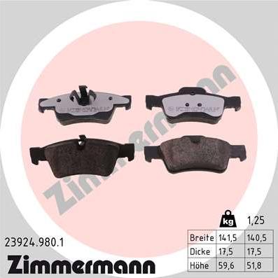 Zimmermann 23924.980.1 - Brake Pad Set, disc brake autospares.lv