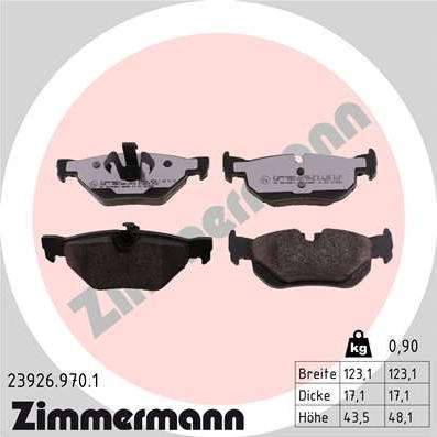 Zimmermann 23926.970.1 - Brake Pad Set, disc brake autospares.lv
