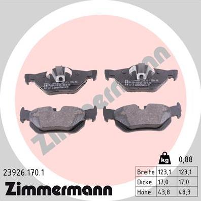 Zimmermann 23926.170.1 - Brake Pad Set, disc brake autospares.lv