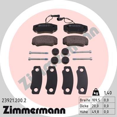 Zimmermann 23921.200.2 - Brake Pad Set, disc brake autospares.lv