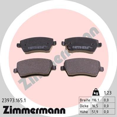 Zimmermann 23973.165.1 - Brake Pad Set, disc brake autospares.lv