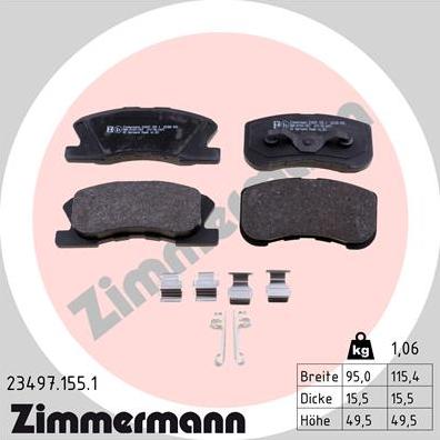 Zimmermann 23497.155.1 - Brake Pad Set, disc brake autospares.lv