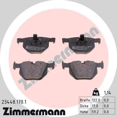 Zimmermann 23448.170.1 - Brake Pad Set, disc brake autospares.lv