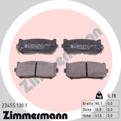 Zimmermann 23455.130.1 - Brake Pad Set, disc brake autospares.lv