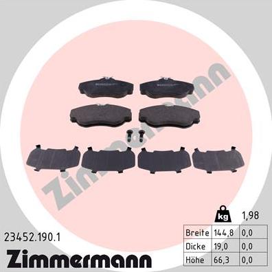 Zimmermann 23452.190.1 - Brake Pad Set, disc brake autospares.lv