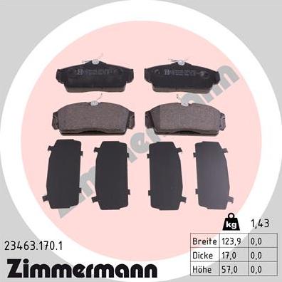 Zimmermann 23463.170.1 - Brake Pad Set, disc brake autospares.lv