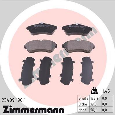 Zimmermann 23409.190.1 - Brake Pad Set, disc brake autospares.lv