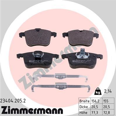 Zimmermann 23404.205.2 - Brake Pad Set, disc brake autospares.lv