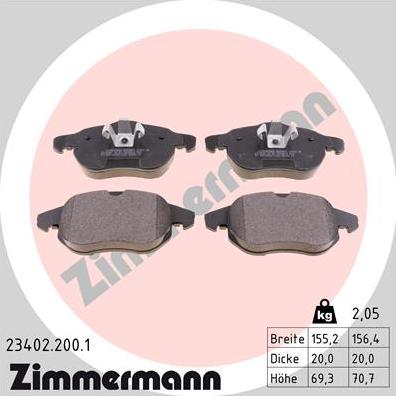 Zimmermann 23402.200.1 - Brake Pad Set, disc brake autospares.lv