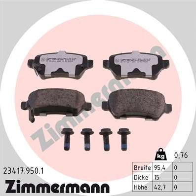 Zimmermann 23417.950.1 - Brake Pad Set, disc brake autospares.lv