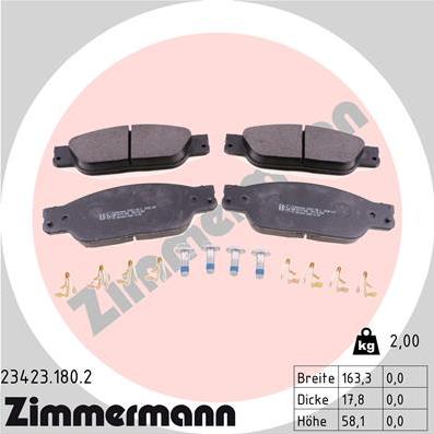 Zimmermann 23423.180.2 - Brake Pad Set, disc brake autospares.lv