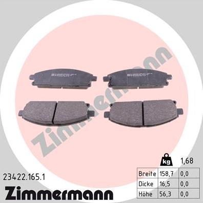 Zimmermann 23422.165.1 - Brake Pad Set, disc brake autospares.lv