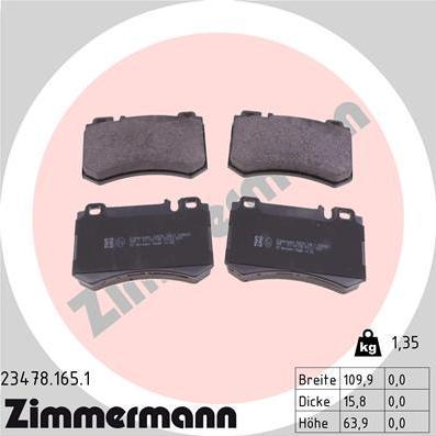 Zimmermann 23478.165.1 - Brake Pad Set, disc brake autospares.lv