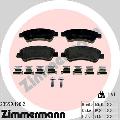 Zimmermann 23599.190.2 - Brake Pad Set, disc brake autospares.lv