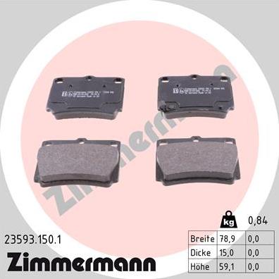 Zimmermann 23593.150.1 - Brake Pad Set, disc brake autospares.lv