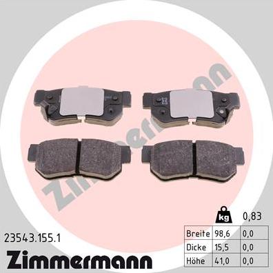 Zimmermann 23543.155.1 - Brake Pad Set, disc brake autospares.lv