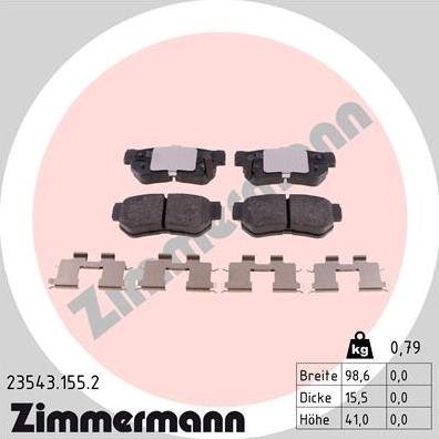 Zimmermann 23543.155.2 - Brake Pad Set, disc brake autospares.lv