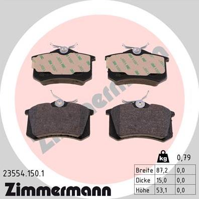 Zimmermann 23554.150.1 - Brake Pad Set, disc brake autospares.lv