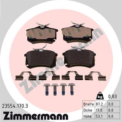 Zimmermann 23554.170.3 - Brake Pad Set, disc brake autospares.lv