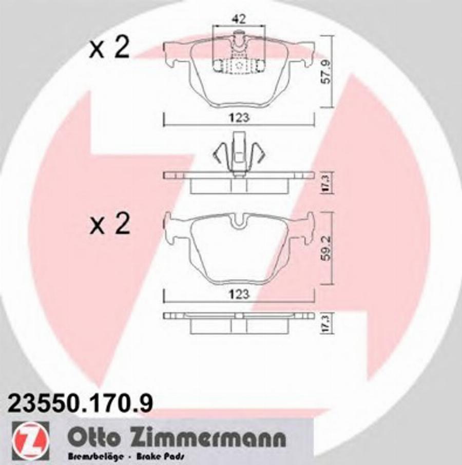 Zimmermann 235501709 - Brake Pad Set, disc brake autospares.lv