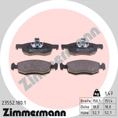 Zimmermann 23552.180.1 - Brake Pad Set, disc brake autospares.lv