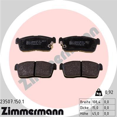 Zimmermann 23507.150.1 - Brake Pad Set, disc brake autospares.lv