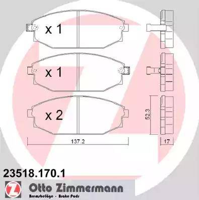 Zimmermann 23518.170.1 - Brake Pad Set, disc brake autospares.lv