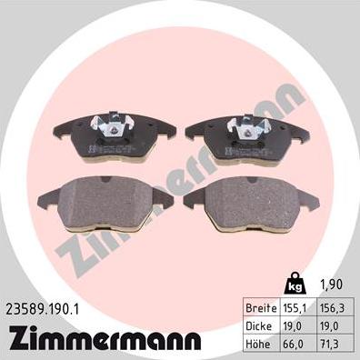 Zimmermann 23589.190.1 - Brake Pad Set, disc brake autospares.lv