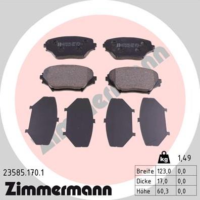 Zimmermann 23585.170.1 - Brake Pad Set, disc brake autospares.lv