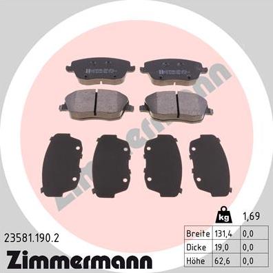 Zimmermann 23581.190.2 - Brake Pad Set, disc brake autospares.lv