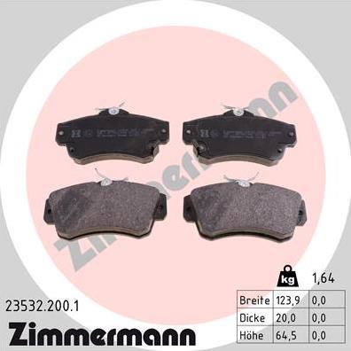 Zimmermann 23532.200.1 - Brake Pad Set, disc brake autospares.lv