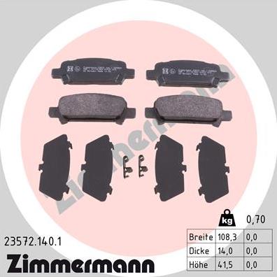 Zimmermann 23572.140.1 - Brake Pad Set, disc brake autospares.lv