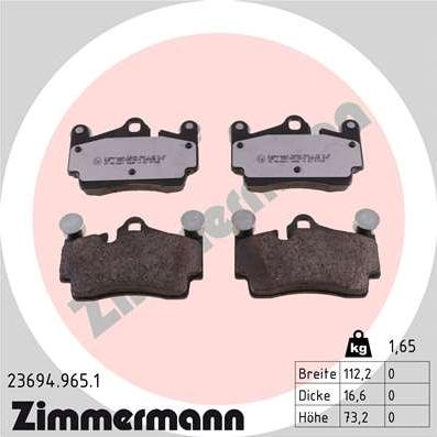 Zimmermann 23694.965.1 - Brake Pad Set, disc brake autospares.lv