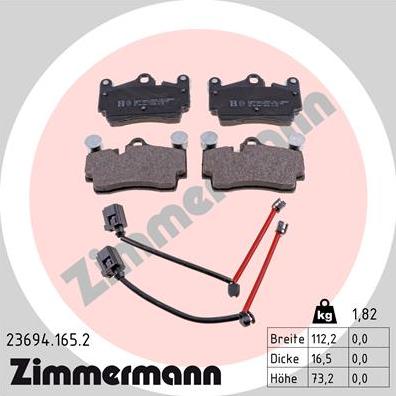 Zimmermann 23694.165.2 - Brake Pad Set, disc brake autospares.lv