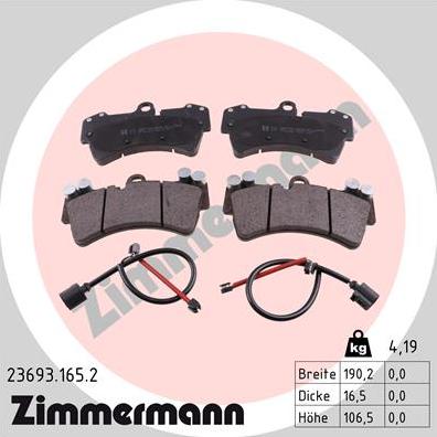 Zimmermann 23693.165.2 - Brake Pad Set, disc brake autospares.lv