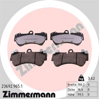 Zimmermann 23692.965.1 - Brake Pad Set, disc brake autospares.lv
