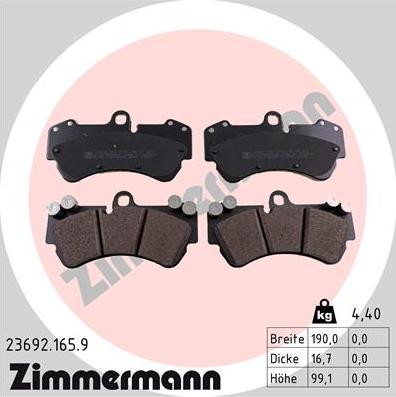 Zimmermann 23692.165.9 - Brake Pad Set, disc brake autospares.lv