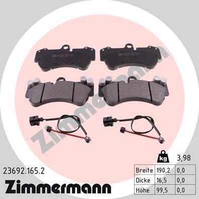 Zimmermann 23692.165.2 - Brake Pad Set, disc brake autospares.lv